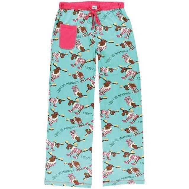 LazyOne Womens Fitted Don\'t Do Mornings Moose PJ Trousers