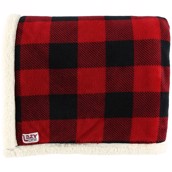 Red Plaid Sherpa Throw Blanket 