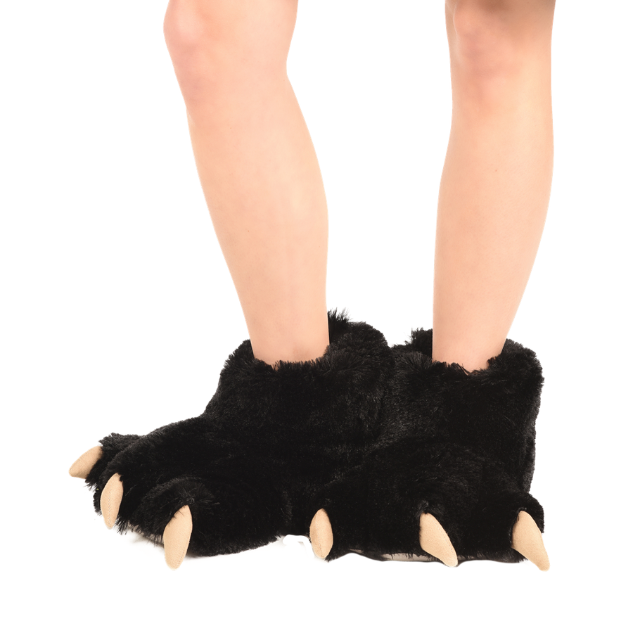 LazyOne Unisex Black Bear Paw Slipper