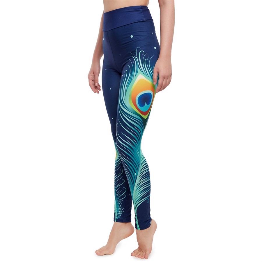 Peacock Feather High Waist Ladies Leggings, Adult Onesize