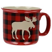 Moose Plaid Red Ceramic Mug 350 ml