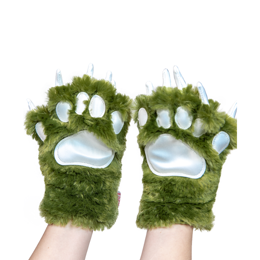 Green Dino Paw Mitts, Adult Large