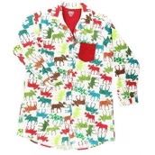 LazyOne Womens Pattern Moose Flannel Nightshirt