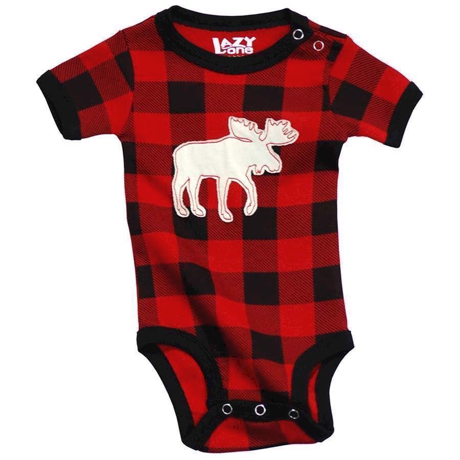 LazyOne Unisex Moose Plaid Applique Babygrow Vest