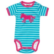 LazyOne Girls Horse Stripe Babygrow Vest