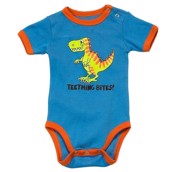 LazyOne Boys Teething Bites Dinosaur Babygrow Vest