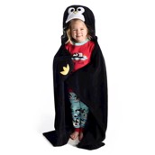 LazyOne Hooded Critter Fleece Blanket Penguin