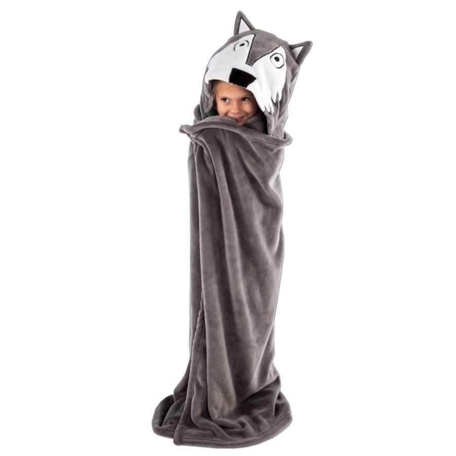 LazyOne Hooded Critter Fleece Blanket Wolf