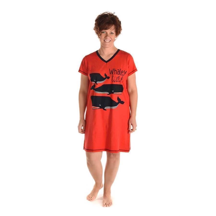 LazyOne Womens Whaley Tired Nightshirt V Neck