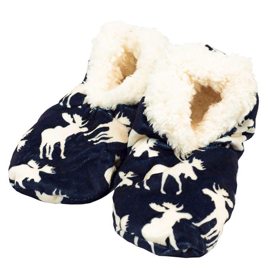 LazyOne Classic Moose Blue Fuzzy Feet Slippers