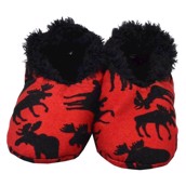 LazyOne Classic Moose Red Fuzzy Feet Slippers