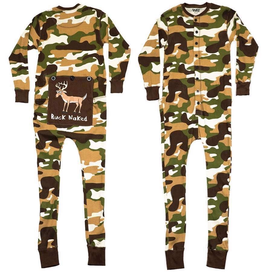 LazyOne Mens Camo Deer Flapjack Onesie