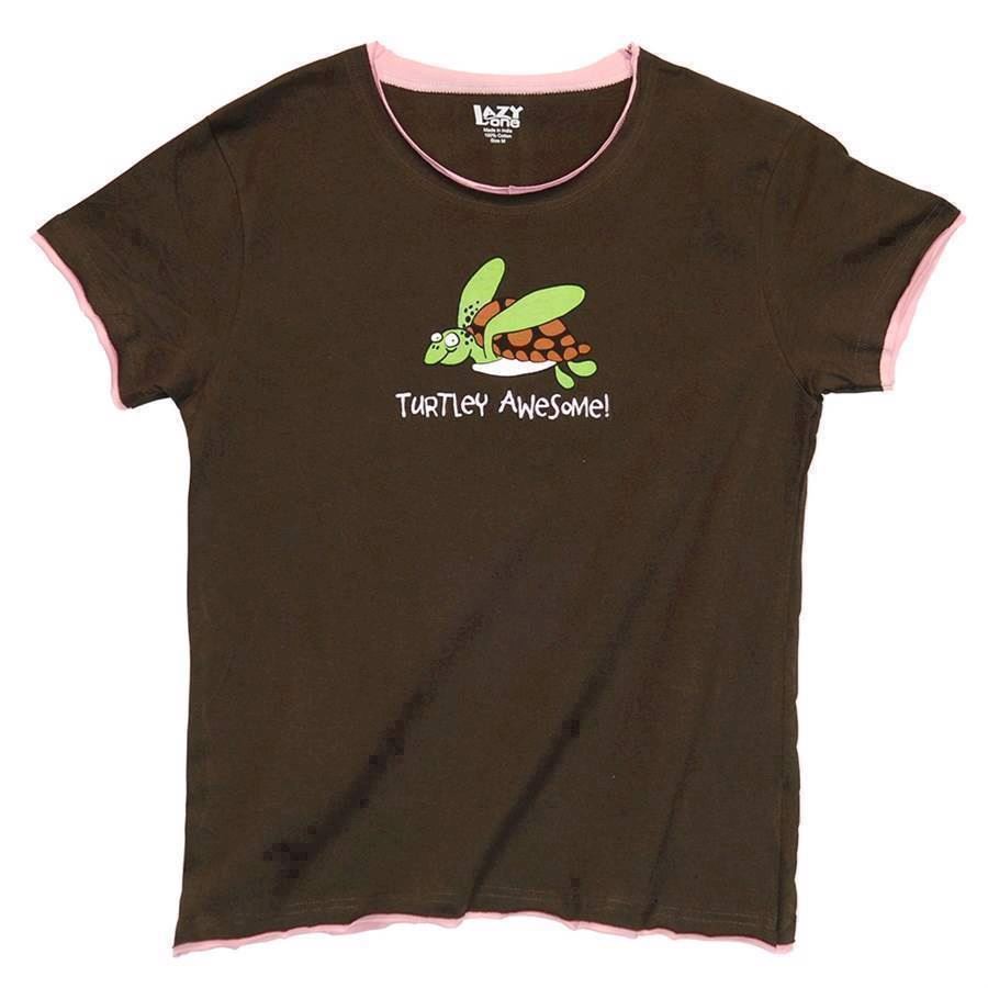 LazyOne Womens Turtley Awesome PJ TShirt