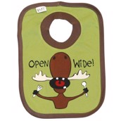 LazyOne Boys Open Wide Moose Green Baby Bib