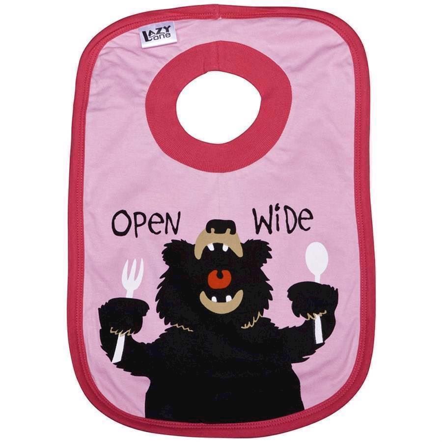 LazyOne Girls Open Wide Bear Baby Bib