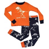 LazyOne Boys Bone Tired Dinosaur Kids PJ Set Long Sleeve