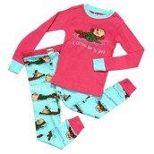 LazyOne Girls I Otter Be in Bed Kids PJ Set Long Sleeve