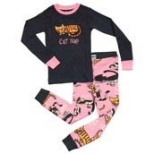 LazyOne Girls Cat Nap Kids PJ Set Long Sleeve