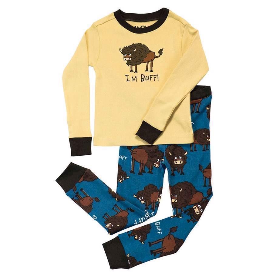 LazyOne Boys Buffs Kids PJ Set Long Sleeve