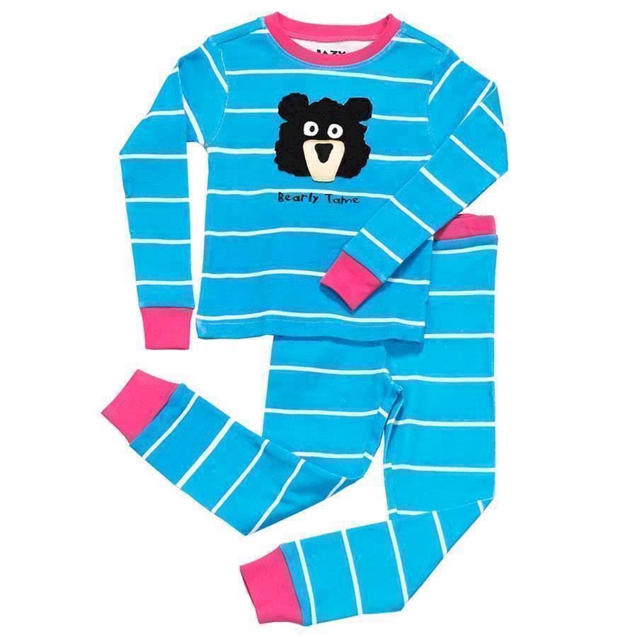 LazyOne Girls Bearly Tame Kids PJ Set Long Sleeve