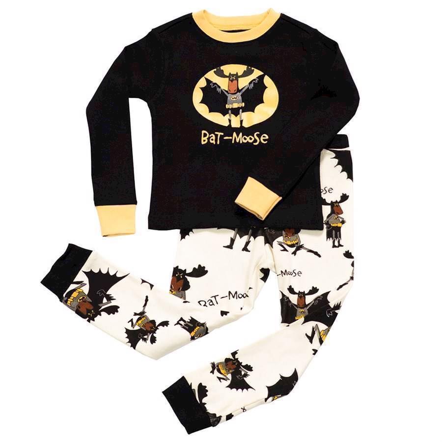 LazyOne Boys Bat Moose Kids PJ Set Long Sleeve