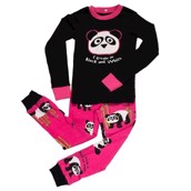 LazyOne Girls Dream in Black & White Panda Kids PJ Set Long Sleeve