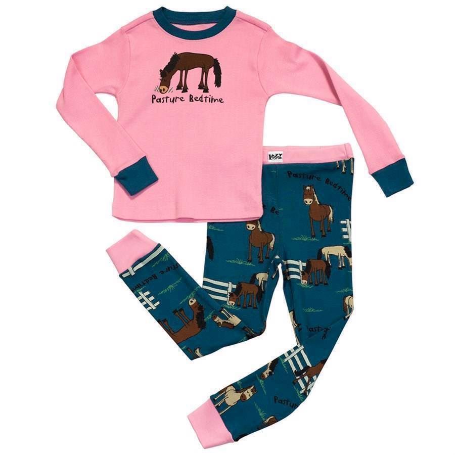 LazyOne Girls Pasture Bedtime Kids PJ Set Long Sleeve