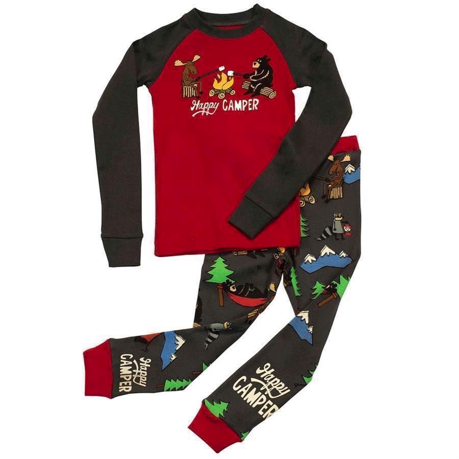 LazyOne Boys Happy Camper Kids PJ Set Long Sleeve