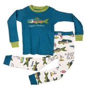 LazyOne Boys Asleep At The Reel Kids PJ Set Long Sleeve