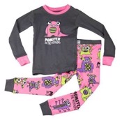 LazyOne Girls Monster In The Morning Kids PJ Set Long Sleeve