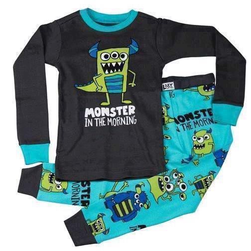 LazyOne Boys Monster In The morning Kids PJ Set Long Sleeve