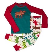 LazyOne Unisex Pattern Moose Kids PJ Set Long Sleeve