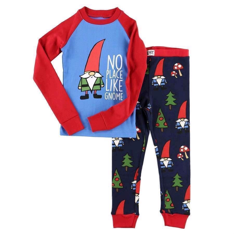 LazyOne Unisex No place lige Gnome Kids PJ Set Long Sleeve