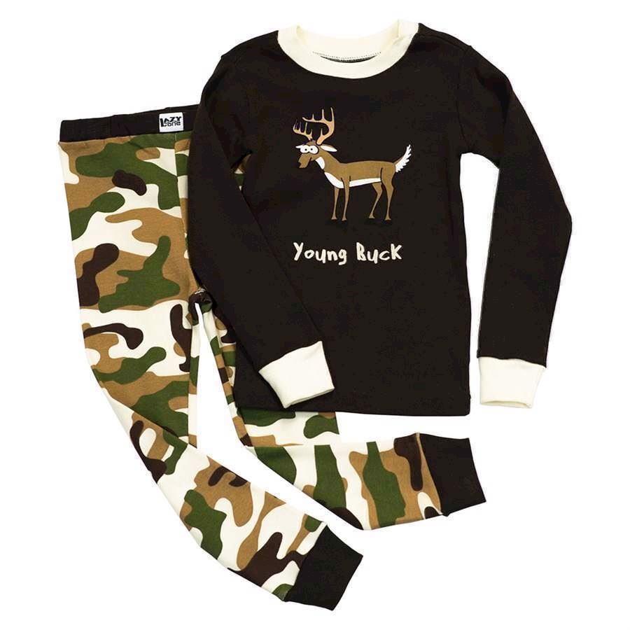 LazyOne Boys Young Buck Kids PJ Set Long Sleeve