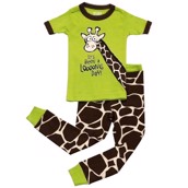 LazyOne Unisex Giraffe Looong Day Kids PJ Set Short Sleeve