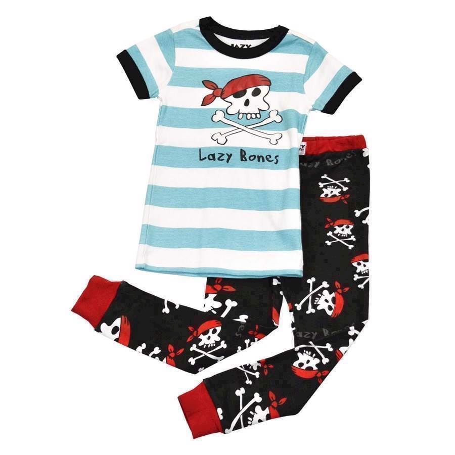 LazyOne Boys Lazy Bones Kids PJ Set Short Sleeve