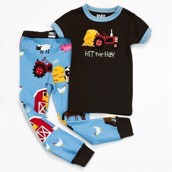 LazyOne Boys Hit the Hay Kids PJ Set Short Sleeve