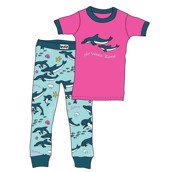 LazyOne Girls No Wake Zone Dolphin Kids PJ Set Short Sleeve