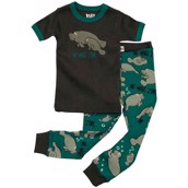 LazyOne Boys No Wake Zone Manatee Kids PJ Set Short Sleeve