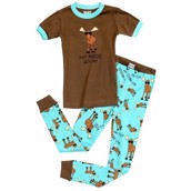 LazyOne Boys Don't Moose with Me Kids PJ Set Short Sleeve