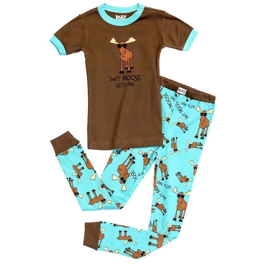 LazyOne Boys Don\'t Moose with Me Kids PJ Set Short Sleeve