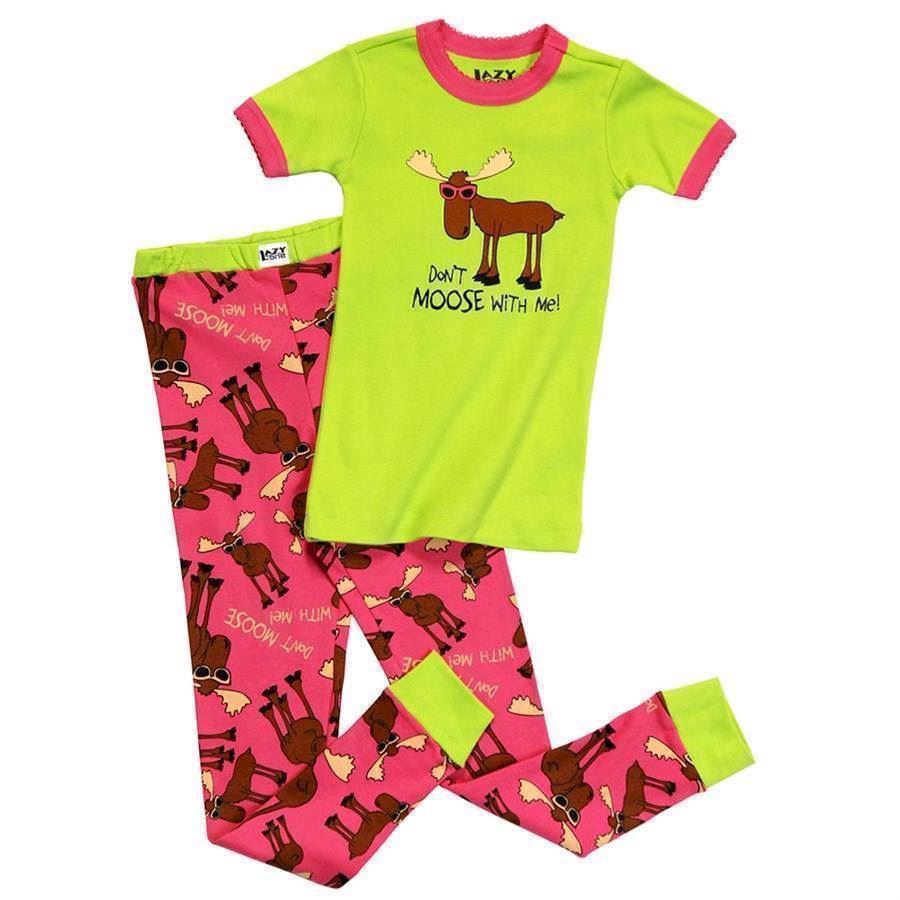 LazyOne Girls Don\'t Moose with Me Kids PJ Set Short Sleeve