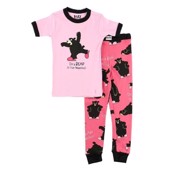 LazyOne Girls Bear in the Morning Kids PJ Set Short Sleeve