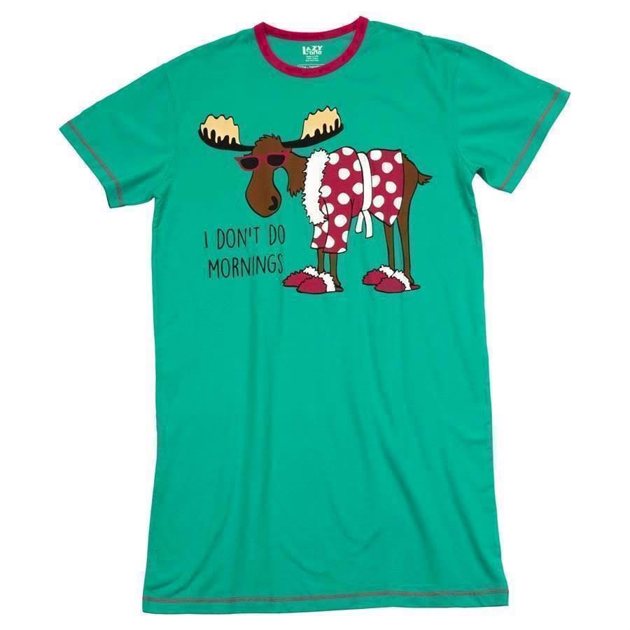 LazyOne Womens I Don\'t Do Mornings Moose Nightshirt