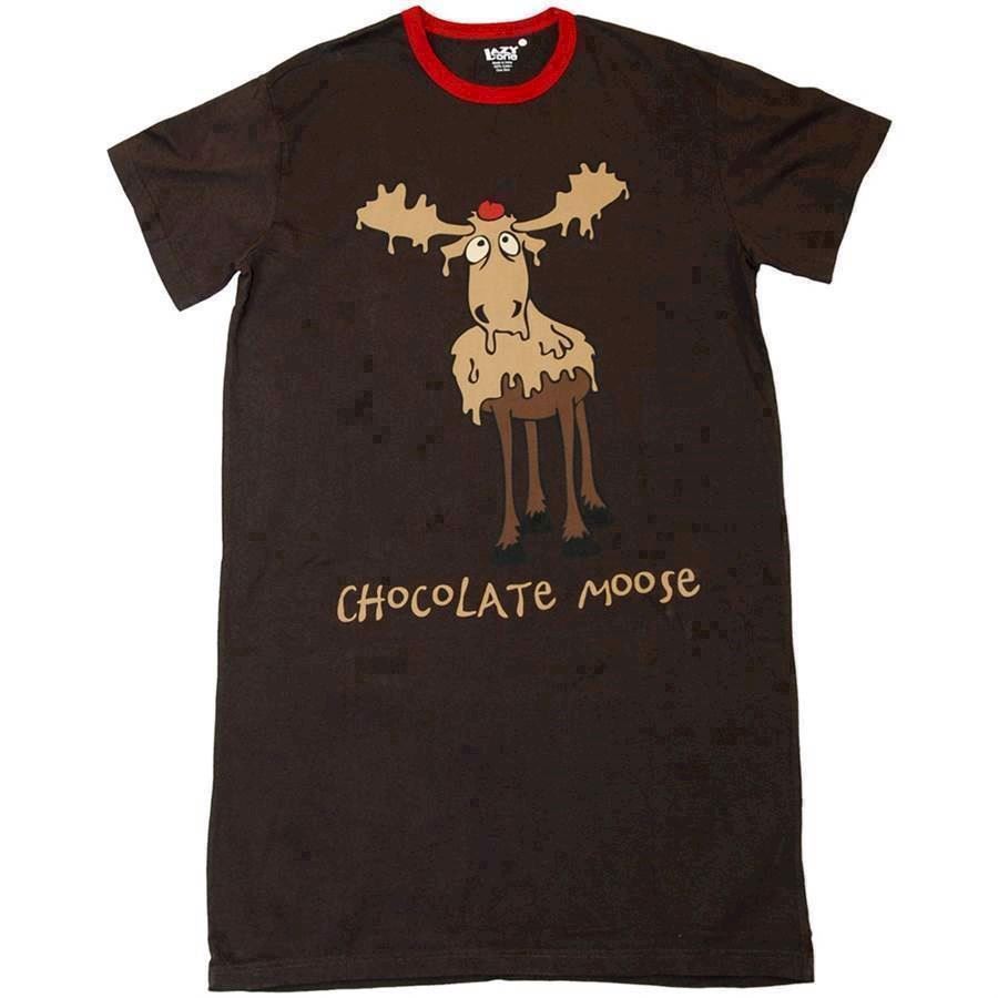 LazyOne Womens Chocolate Moose Nightshirt