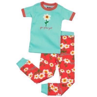 LazyOne Girls Rise and Shine Kids PJ Set Short Sleeve