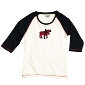 LazyOne Womens Moose Plaid Fitted Sleeve PJ T Shirt