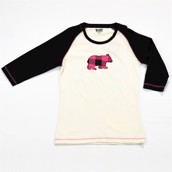 LazyOne Womens Bear Plaid Fitted Sleeve PJ T Shirt