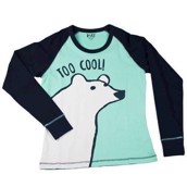 LazyOne Womens Too Cool Long Sleeve Fitted PJ T Shirt