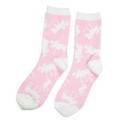 LazyOne Womens Pink Classic Moose Adult Crew Socks